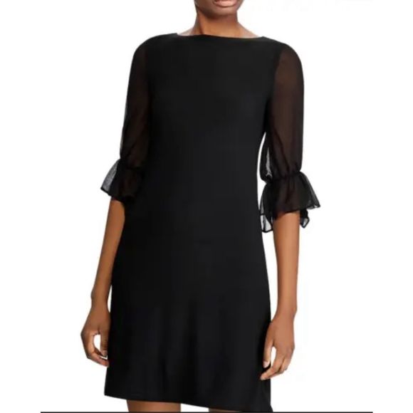 NWT Ralph Lauren Ruffled Georgette-Sleeve Shift Dress